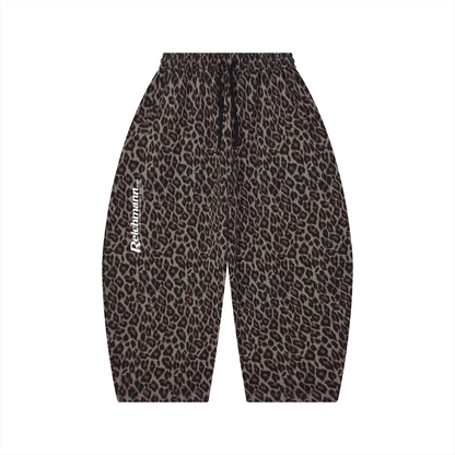 Unisex Leopard Barrel Leg Sweatpants