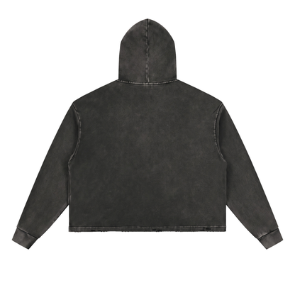 Vintage Washed Frayed-Hem Hoodie